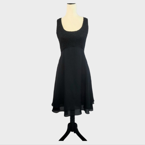 Vintage 90’s Black Lace Bodice Sleeveless Tiered Dress w/Wrap Sz 14 - Picture 3 of 9